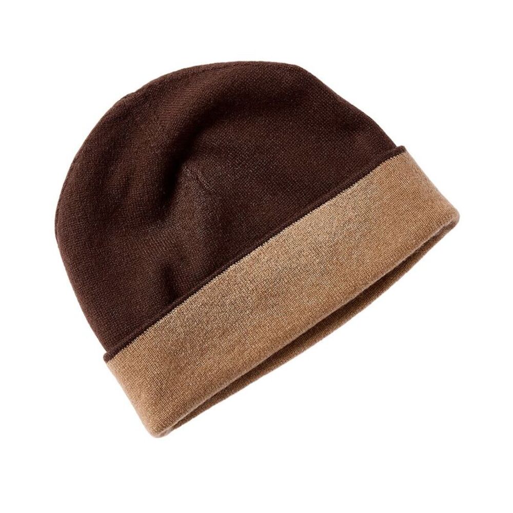 Forte Cashmere Reversible Jersey Cashmere Skull Cap, Brown
